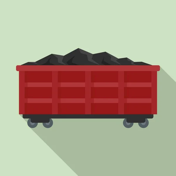Ícone de vagão de trem de carvão, estilo plano —  Vetores de Stock