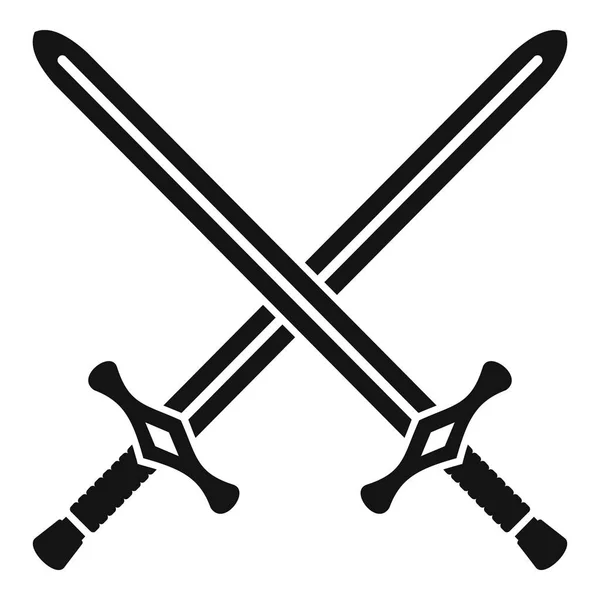 交叉剑图标，简单风格 — 图库矢量图片