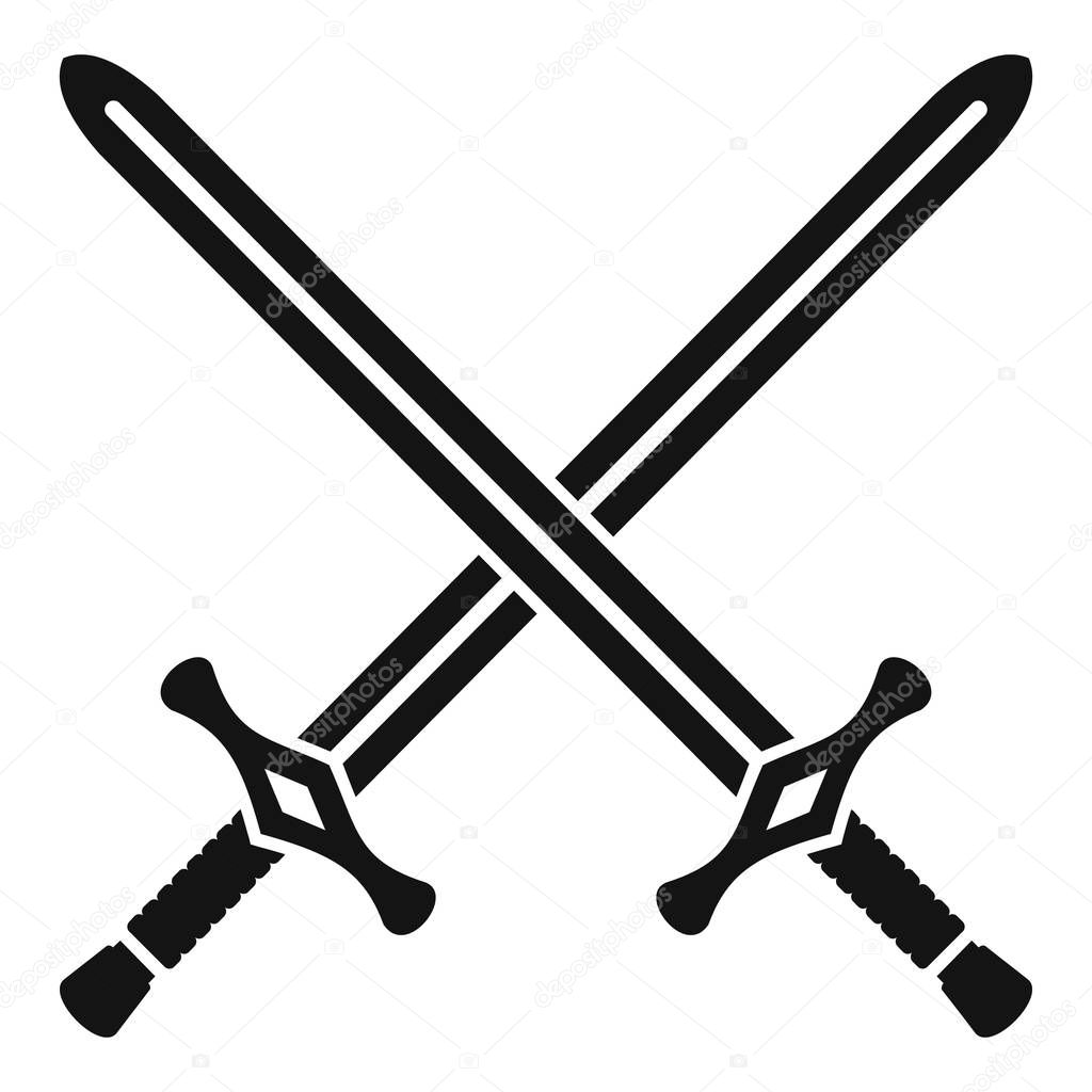 Crossed swords icon, simple style