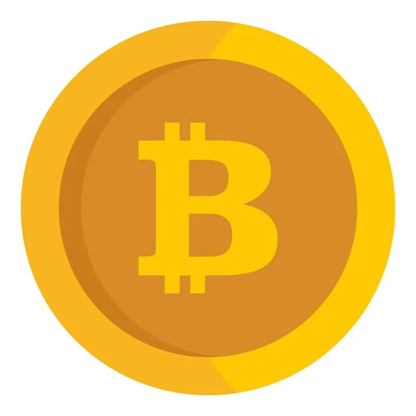 Gold-Metall-Bitcoin-Symbol, flacher Stil — Stockvektor