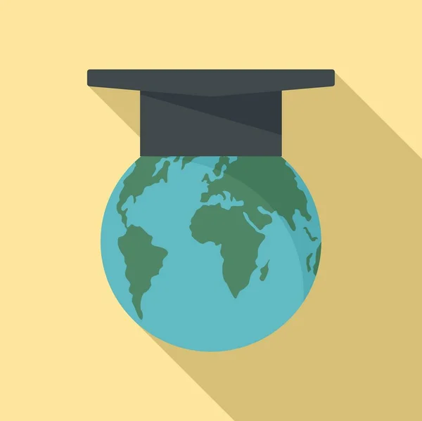 Icona di apprendimento globale, stile piatto — Vettoriale Stock