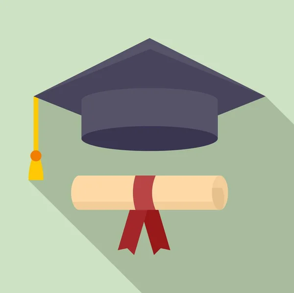 Diplomás kalap ikon, lapos stílus — Stock Vector