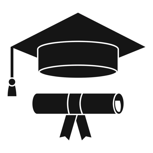 Graduated hat diploma icon, simple style