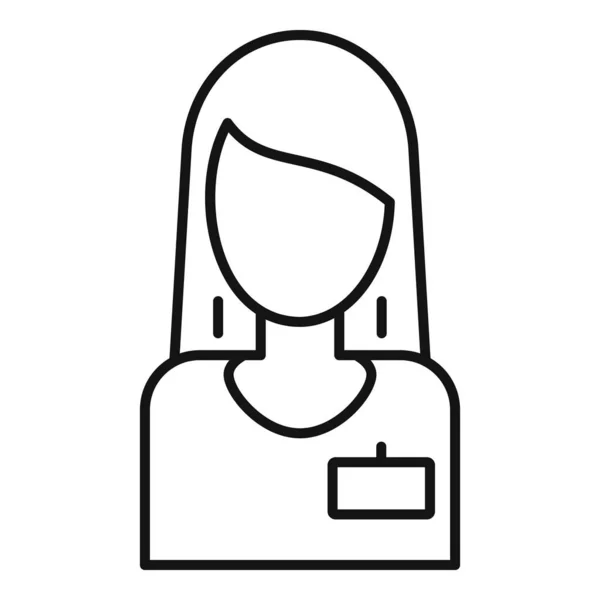 Femme icône de l'éducation du personnel, style contour — Image vectorielle