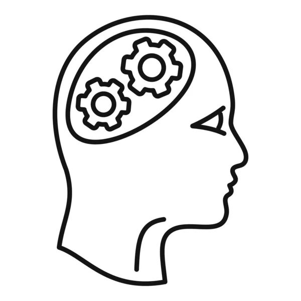 Логическая икона мозга, стиль контура — стоковый вектор