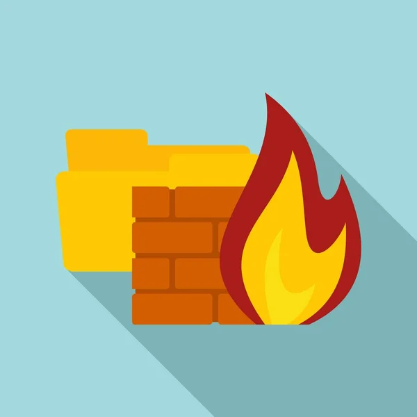 Icono de firewall de carpeta, estilo plano — Vector de stock