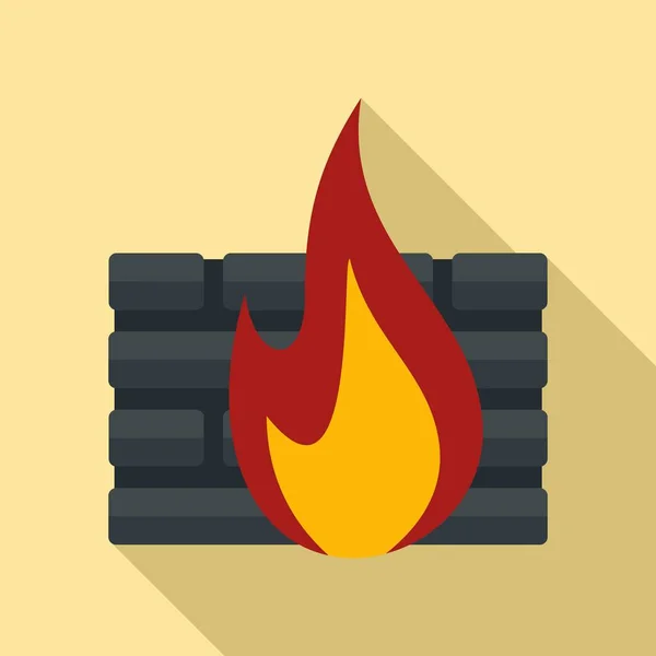 Black firewall icon, flat style — Stock Vector