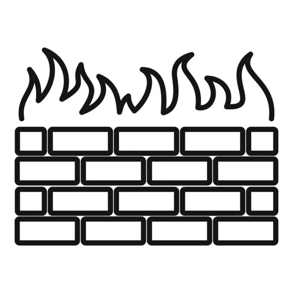 Firewall icon, outline style — Stock Vector