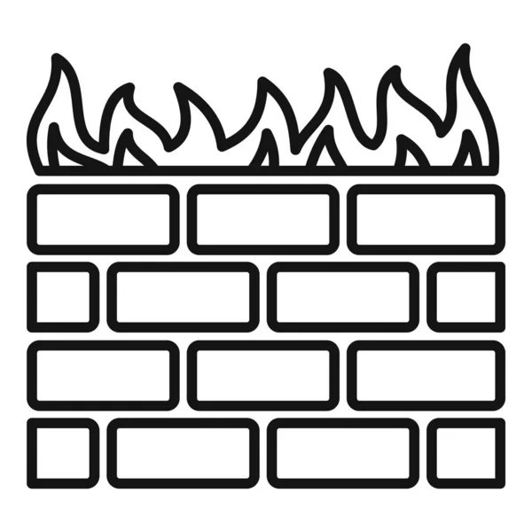 Computer firewall icon, outline style — Stock Vector