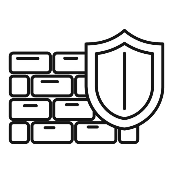 Ikona firewallu štítu, styl osnovy — Stockový vektor