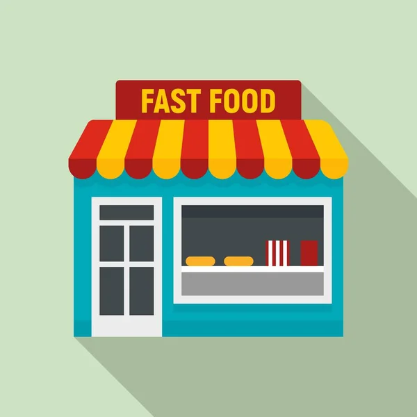 Icono de tienda de comida rápida, estilo plano — Vector de stock