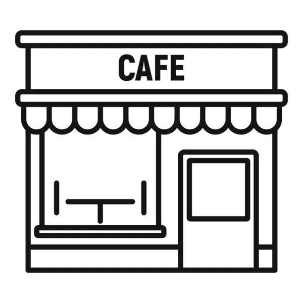 Кафе уличный магазин икона, очертания стиля — стоковый вектор