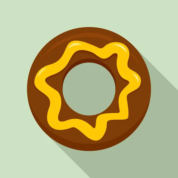 Schokoladen-Donut-Symbol, flacher Stil — Stockvektor