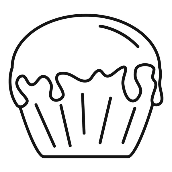 Vanille-Cupcake-Symbol, Umriss-Stil — Stockvektor