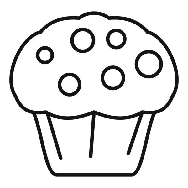 Homemade cupcake icon, outline style — Stock Vector