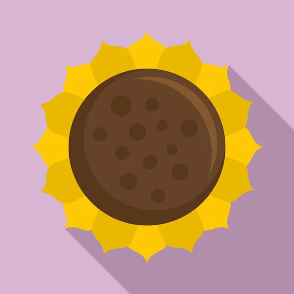 Rustic sunflower icon, flat style — ストックベクタ