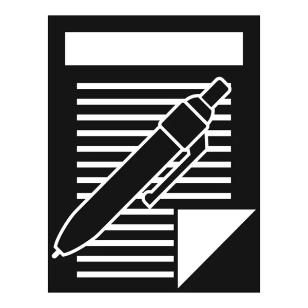 Icono de documento de papel pluma, estilo simple — Vector de stock