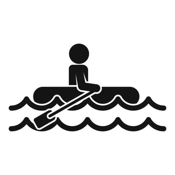Hombre barco inundación icono, estilo simple — Archivo Imágenes Vectoriales