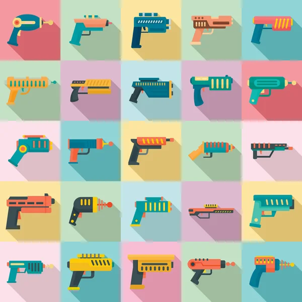 Conjunto de iconos Blaster, estilo plano — Vector de stock