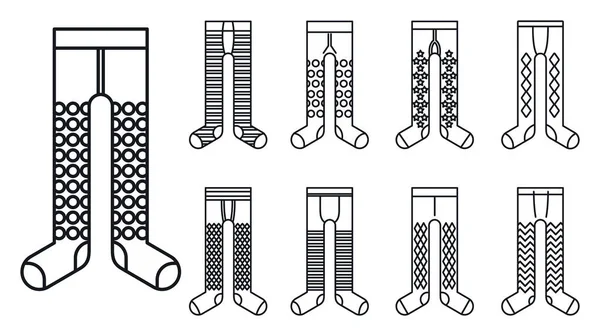 Panty dragen pictogrammen set, omtrek stijl — Stockvector