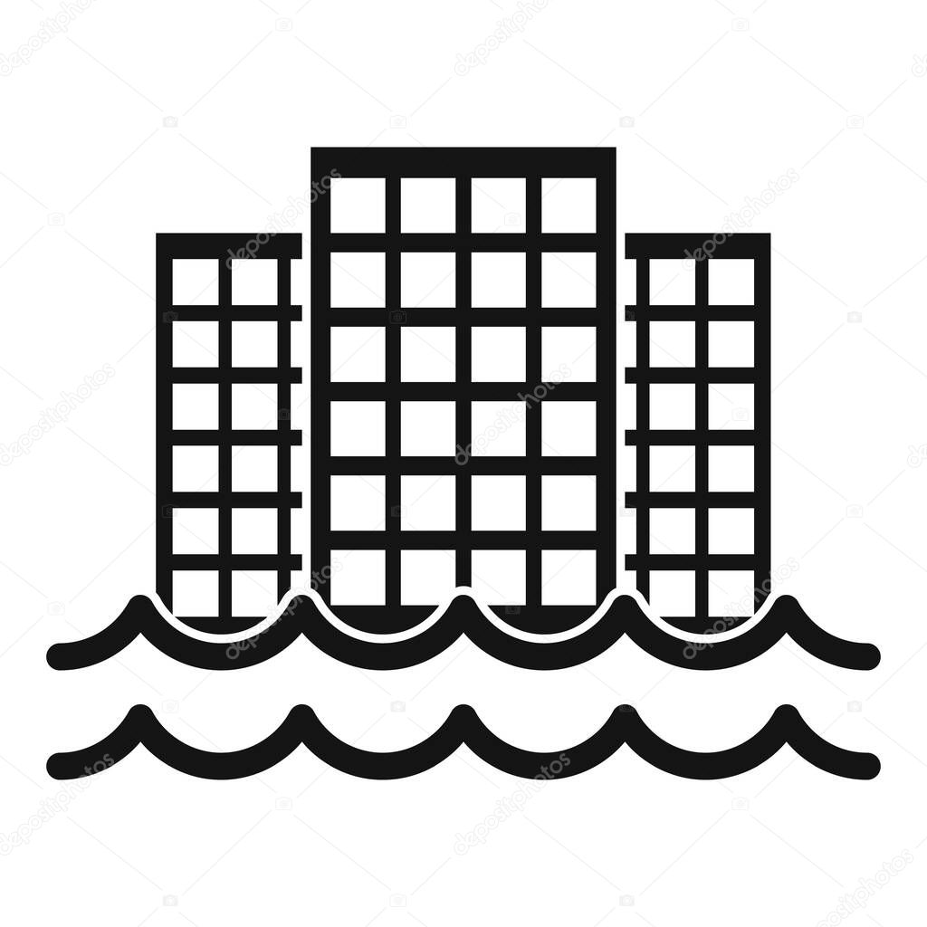 City flood icon, simple style