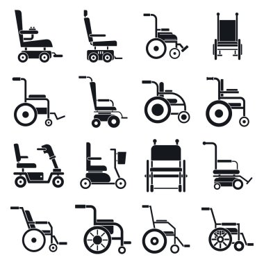 Mobility wheelchair icons set, simple style clipart