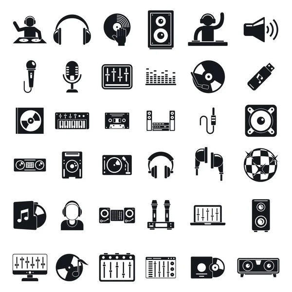 Conjunto de iconos Dj, estilo simple — Vector de stock