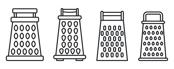 Kitchen grater icons set, outline style — ストックベクタ