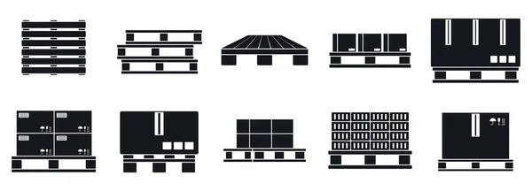 Conjunto de ícones de bandeja de paletes, estilo simples —  Vetores de Stock