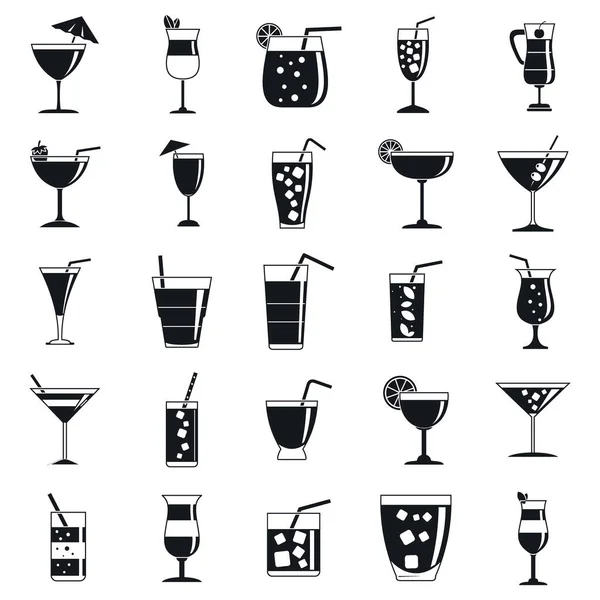 Cocktail drink icons set, simple style — Stock Vector