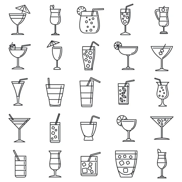 Party cocktail icons set, outline style — Stock Vector