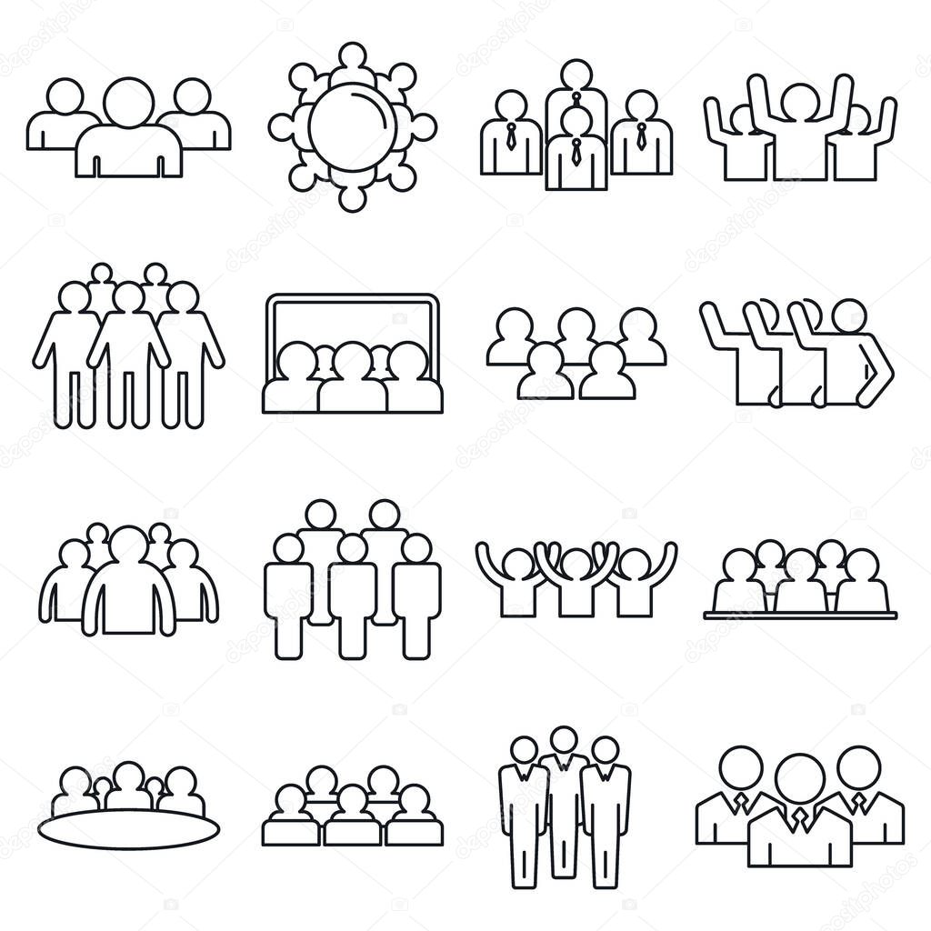 Audience customer icons set, outline style