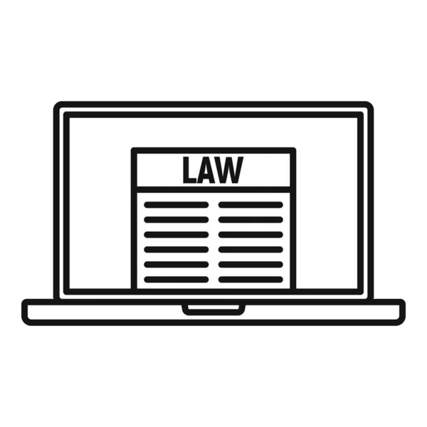 Law laptop icon, outline style — Stock Vector