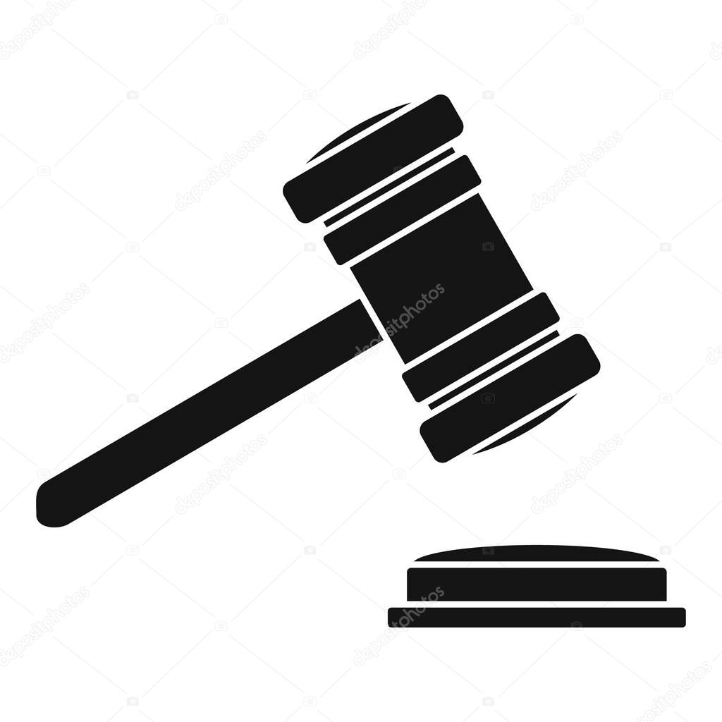 Judge gavel icon, simple style