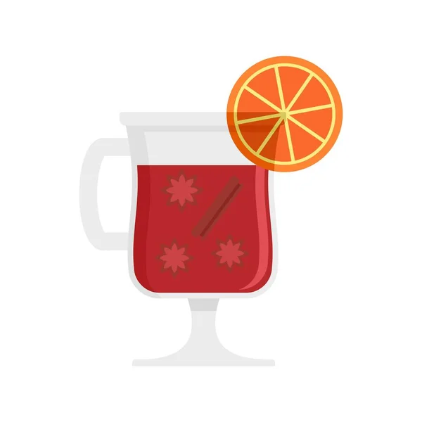 Icône boisson au vin chaud, style plat — Image vectorielle