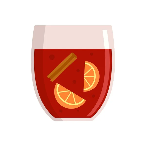 Hot mulled wine icon, flat style — Stock Vector