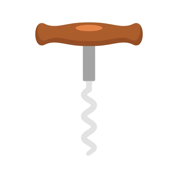 Wood corkscrew icon, flat style — Stock Vector