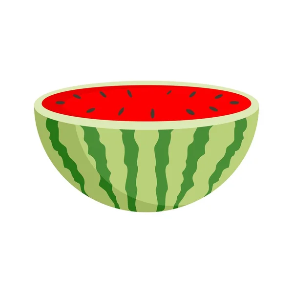 Hälfte der Wassermelone, flacher Stil — Stockvektor