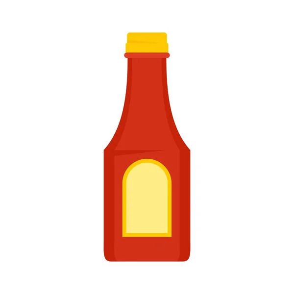 Tomaten ketchup fles pictogram, vlakke stijl — Stockvector