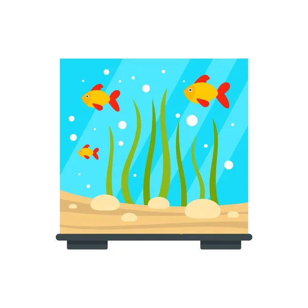 Glass aquarium icon, flat style — Stock Vector