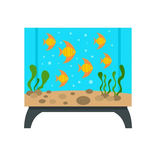 Rectangular aquarium icon, flat style — Stock Vector