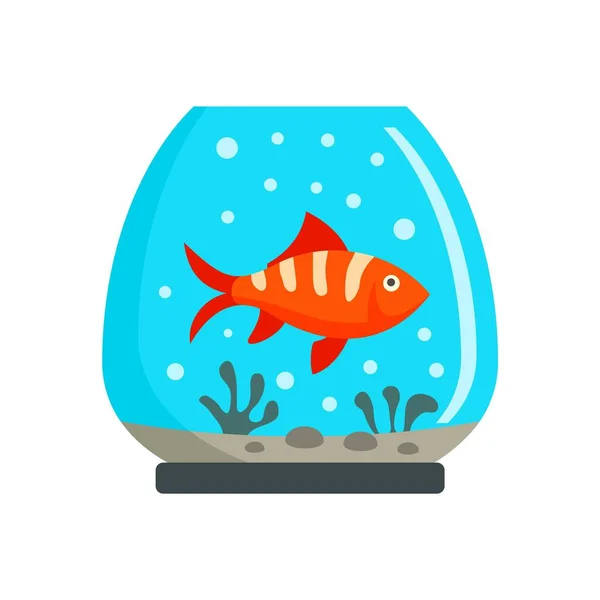 One fish aquarium icon, flat style — Stock Vector