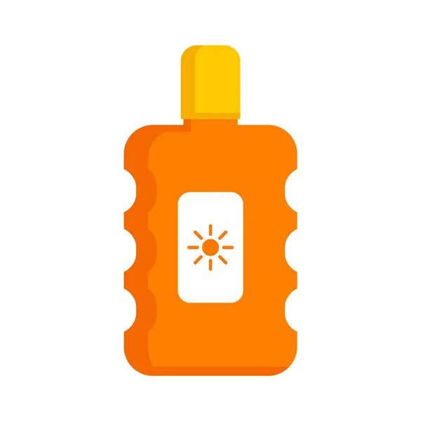 Ícone de garrafa de protetor solar, estilo plano — Vetor de Stock
