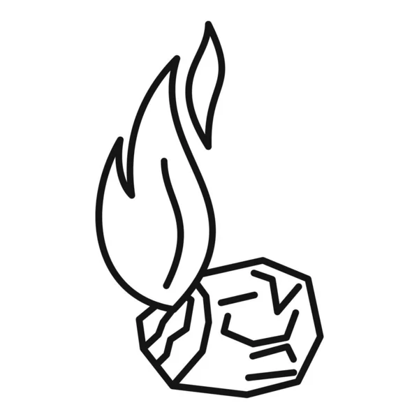 Brandende steenkool icoon, omtrek stijl — Stockvector