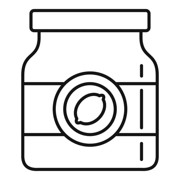Icono de tarro de mermelada de limón, estilo de esquema — Vector de stock