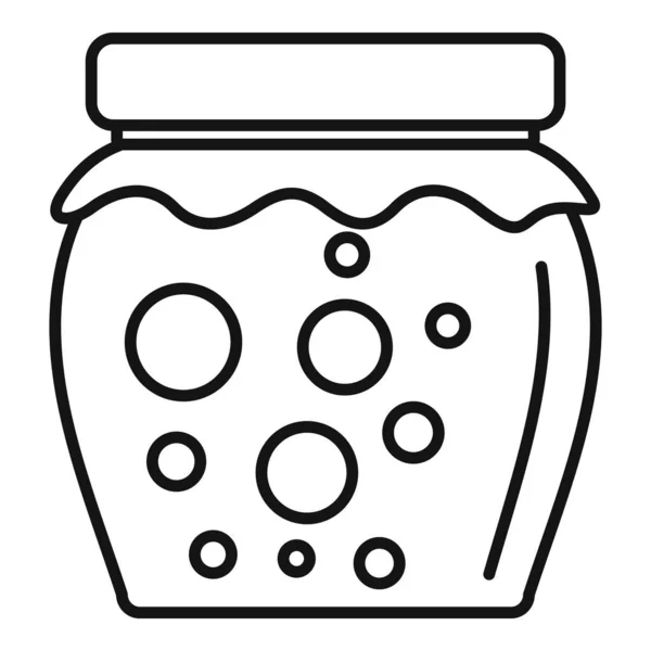 Tasty jam jar icon, outline style — Stock Vector