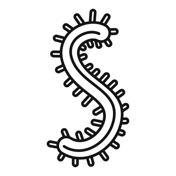 Gusano icono de bacterias, estilo de contorno — Vector de stock