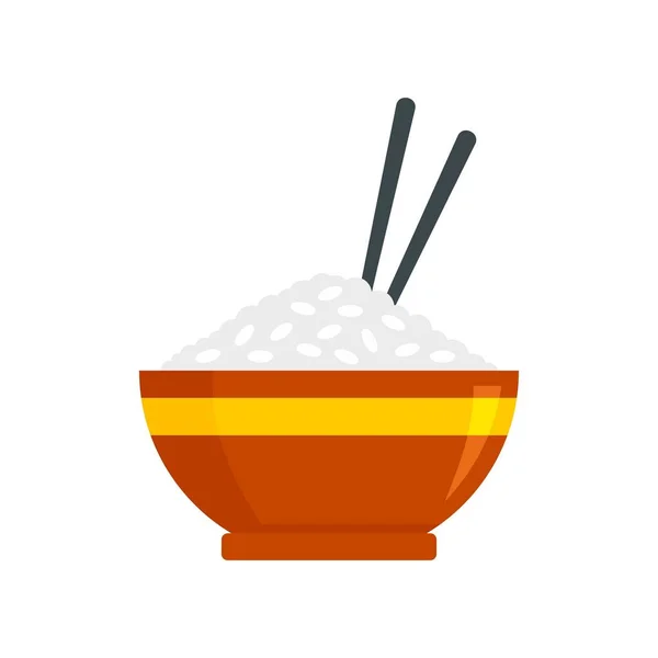 Japan rice bowl icon, flat style - Stok Vektor