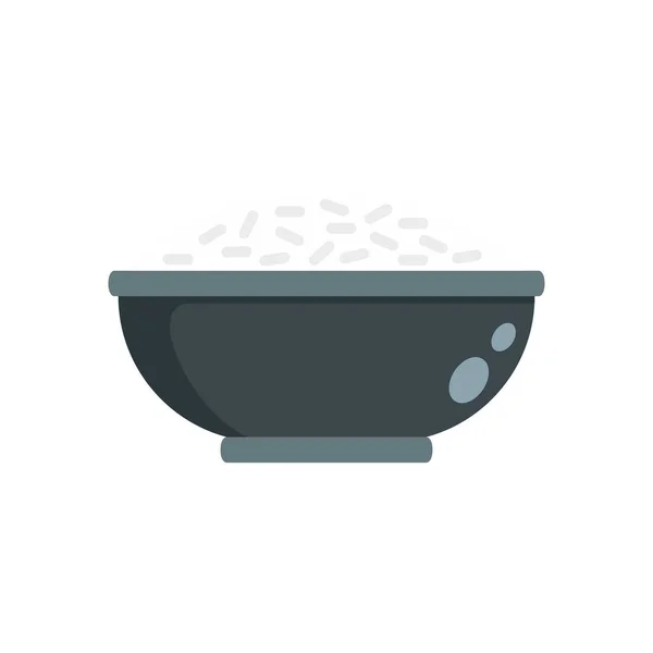 Icono de cuenco de arroz cocido, estilo plano — Vector de stock