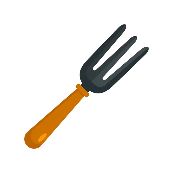 Hand garden rake icon, flat style — Stock Vector